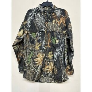 RedHead Camo Button Front Hunting Shirt Mens L Mesh Lined Lightweight Casual